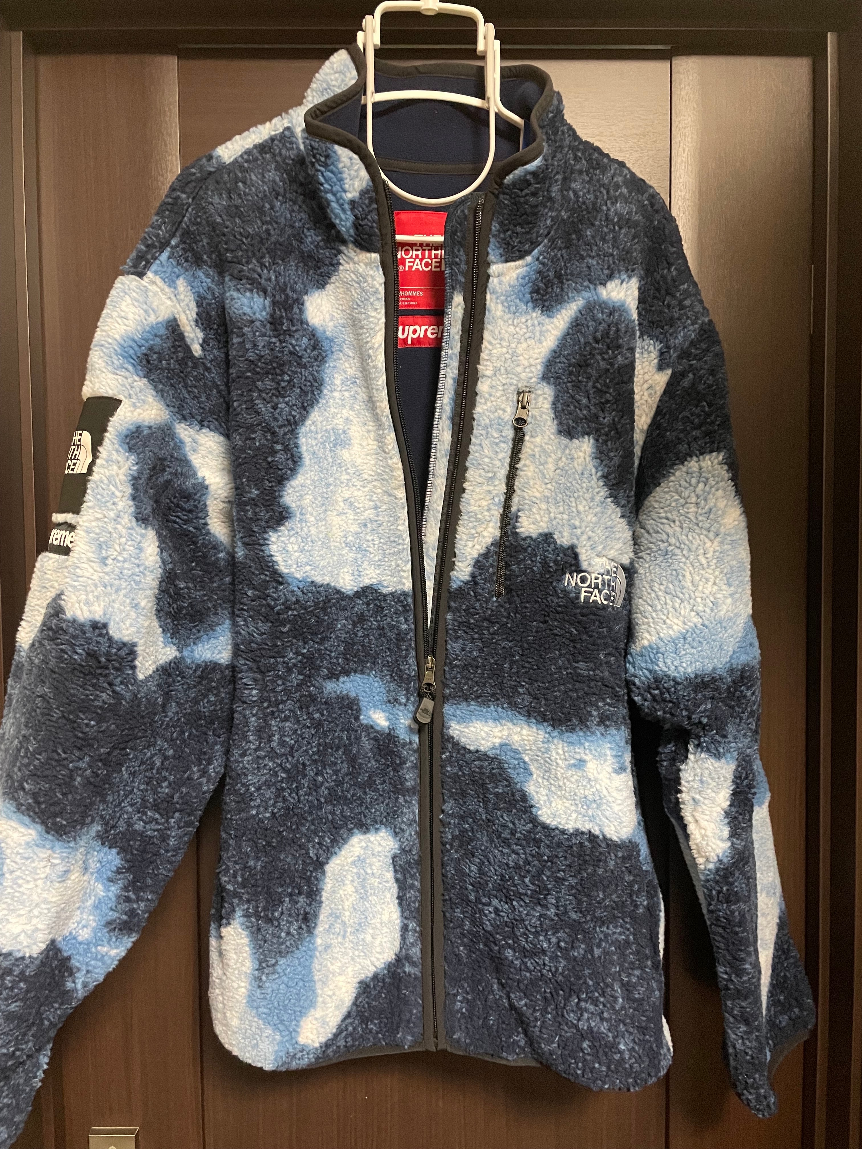 Supreme x The North Face Bleached Denim Print Fleece Jacket "Indigo"