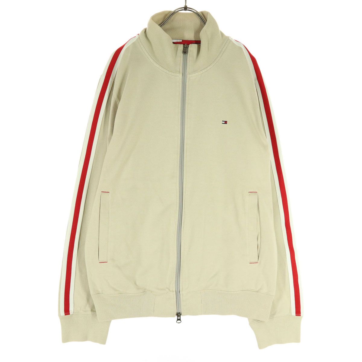 美品 TOMMY HILFIGER トミーヒルフィガー ワンポイント 長袖 トラックジャケット Ｍ ベージュ