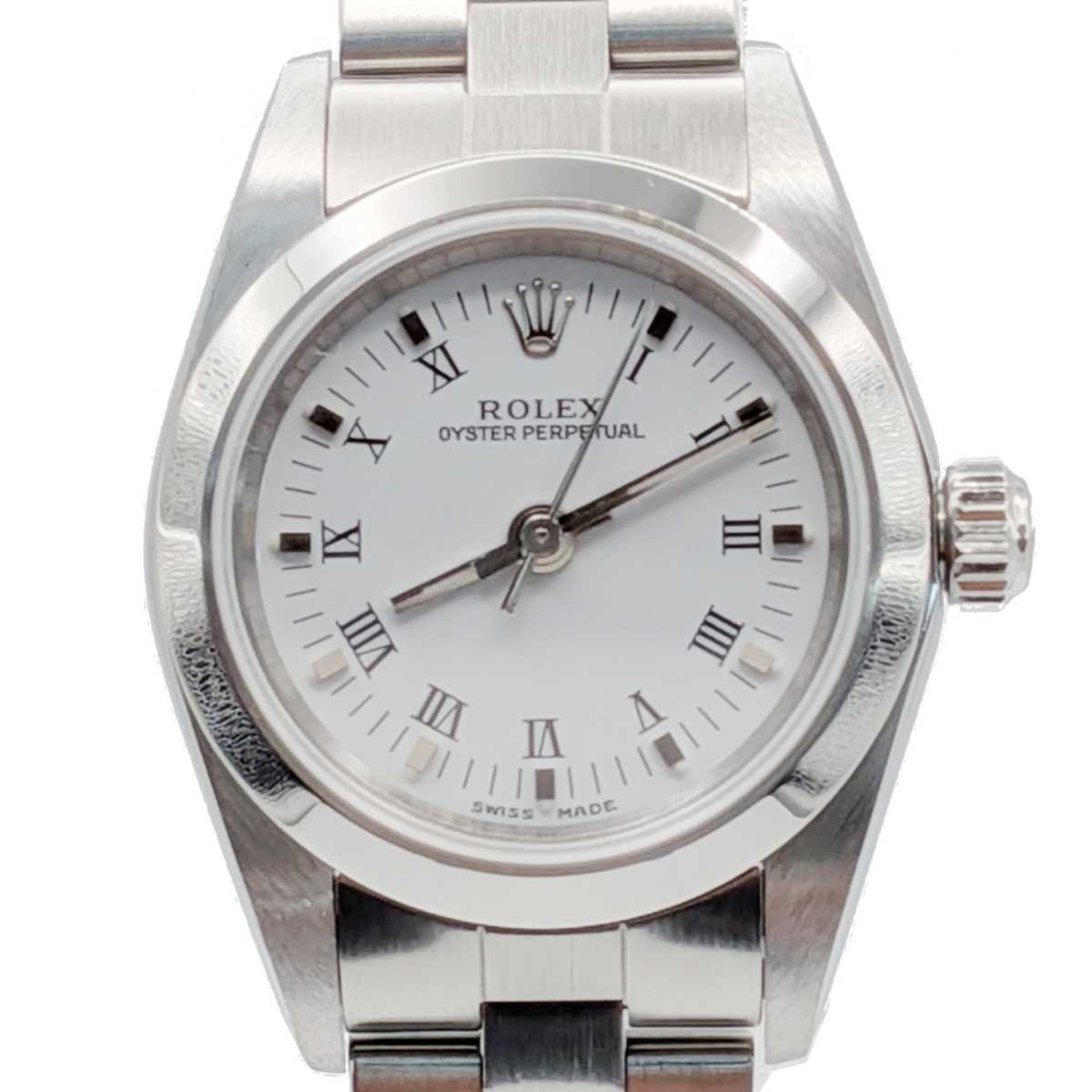 ROLEX ロレックス 自動巻き オイスターパーペチュアル 腕時計 76080 ステンレススチール ホワイト シルバー  レディース【中古】