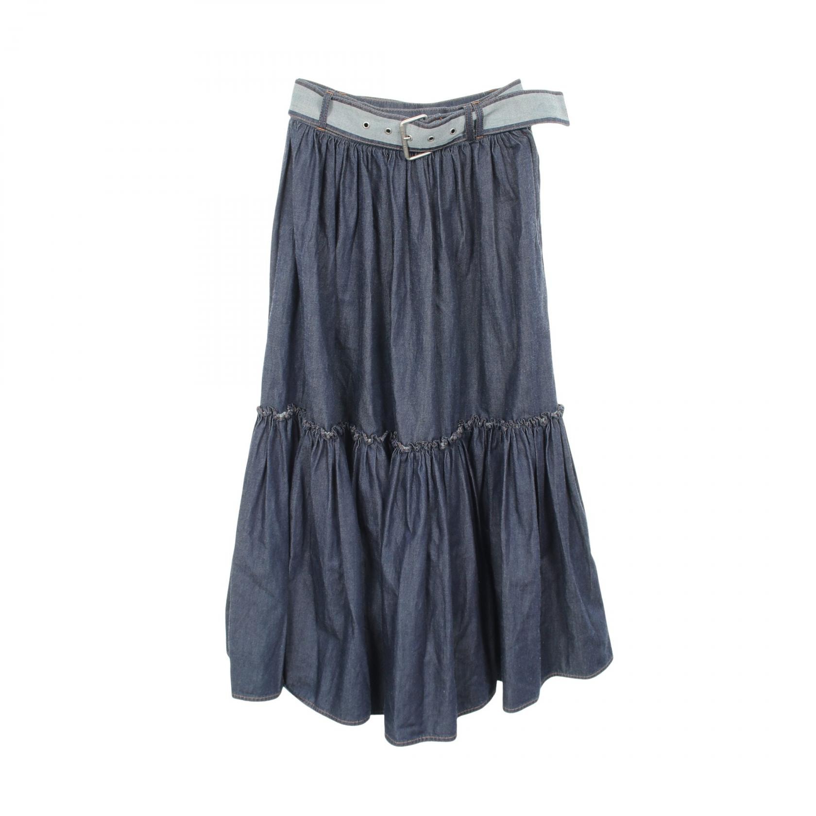 ディオール Dior ロゴベルトデニム スカート 衣料品 ボトムス コットン レディース ネイビー系 312J36A3517 【中古】