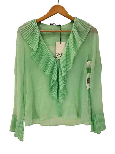 NWT COMBINATION RUFFLED BLOUSE コンビネーションn フリル ブラウス【1139577406805】