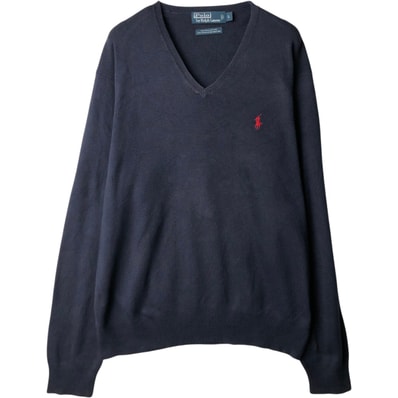古着 ラルフローレン Ralph Lauren POLO by Ralph Lauren Vネック ピマコットンニットセーター メンズL相当/eaa637240