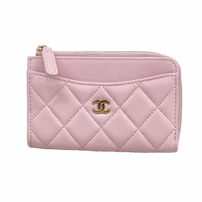 ★最終価格★SALE【6ka0442】シャネル コインケース マトラッセ ラムスキン ピンク シャンパンゴールド金具【中古】レディース