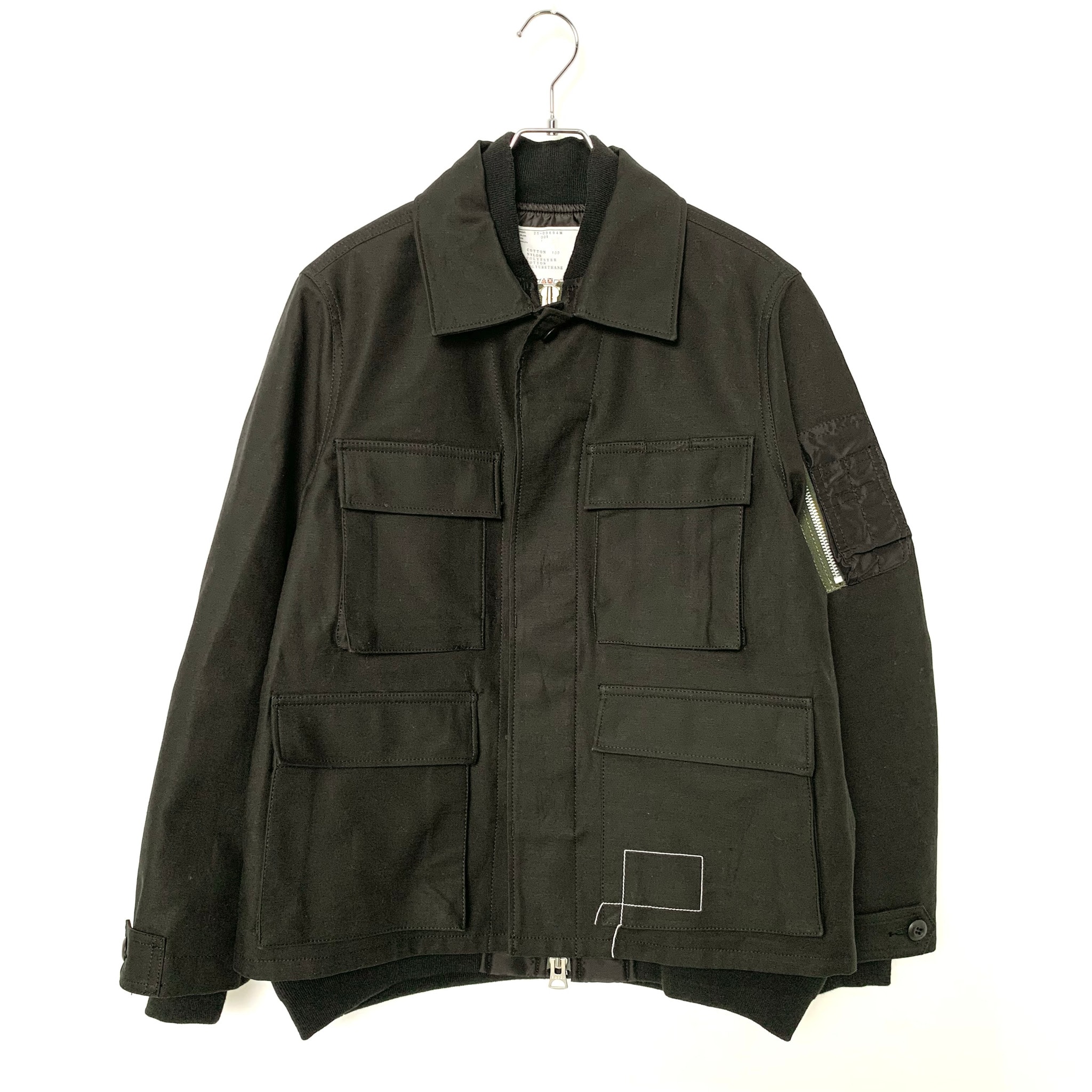WTAPS x sacai Cotton Back Satin Jacket 02 / Jacket / Cotton Back Satin "Black" 2423234D-JKM03S / 25-03694M