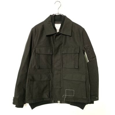 WTAPS x sacai Cotton Back Satin Jacket 02 / Jacket / Cotton Back Satin "Black" 2423234D-JKM03S / 25-03694M