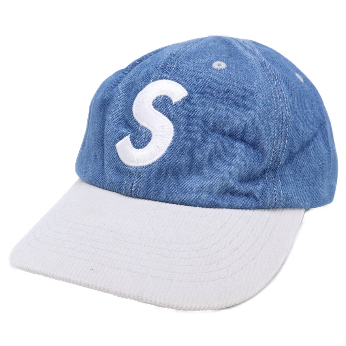 シュプリーム 【美品】SS24 2-Tone S Logo 6-Panel Washed Denim 2トーン Sロゴ 6パネルキャップ