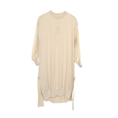 ハイク HYKE CREW NECK SWEATER DRESS WITH SHEER SLEEVES ワンピース 衣料品 トップス コットン レディース ベージュ系 【中古】