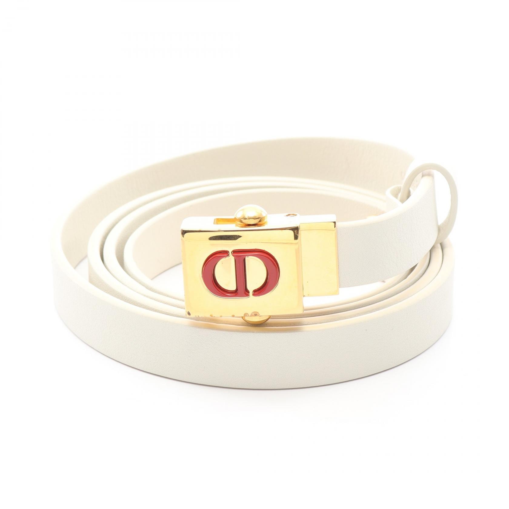 ディオール Dior CDロゴ ベルト 衣料品 レザー レディース ホワイト系 【中古】