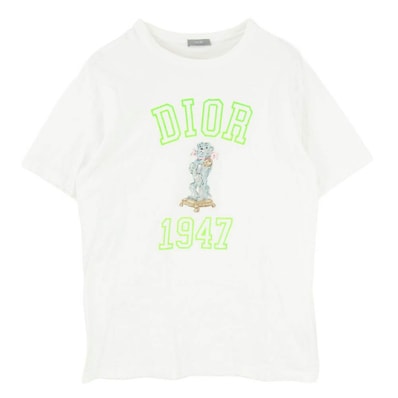 Christian Dior クリスチャンディオール 24SS 483J635A0817 BOBBY ボビー ロゴ ダメージ加工 リラックスフィット Tシャツ 半袖カットソー ホワイト系 S【中古】