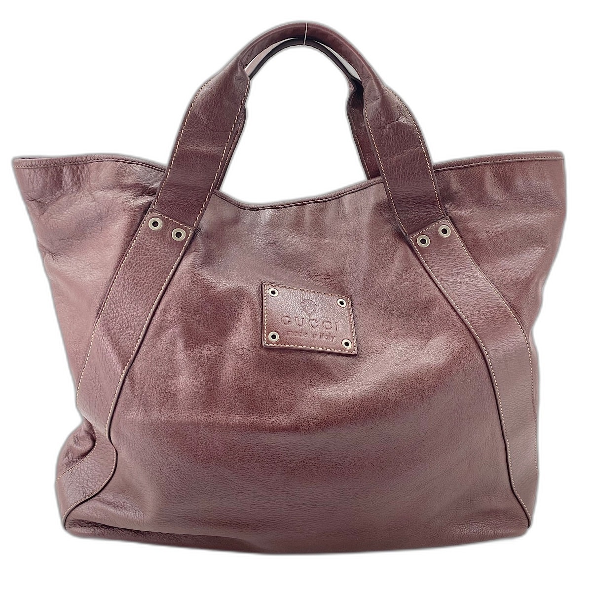グッチ GUCCI プレート トートバッグ レザー【中古】
