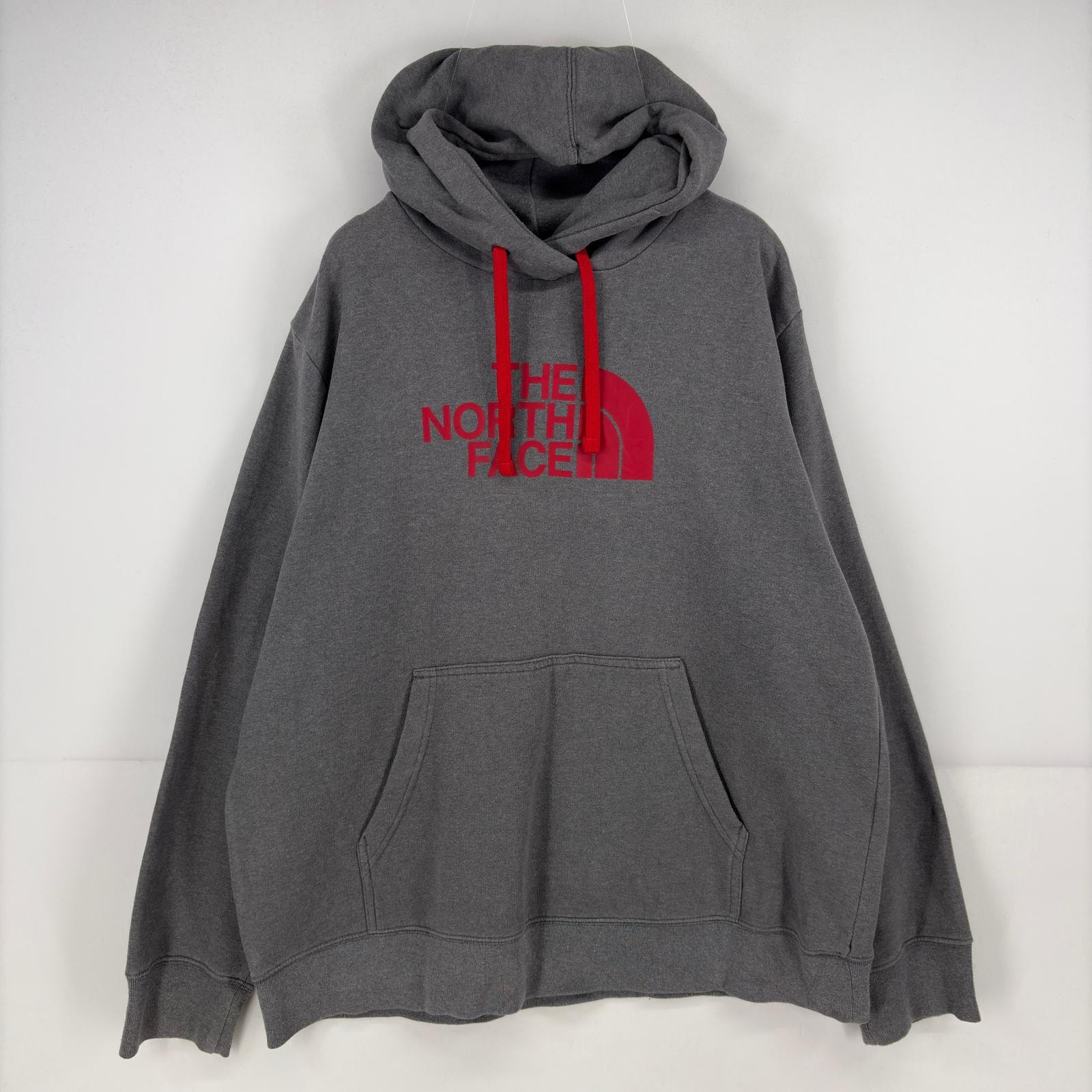 古着 ザ・ノースフェイス THE NORTH FACE パーカー スウェット プルオーバー ロゴ プリント 大きいサイズ XL  グレー メンズ