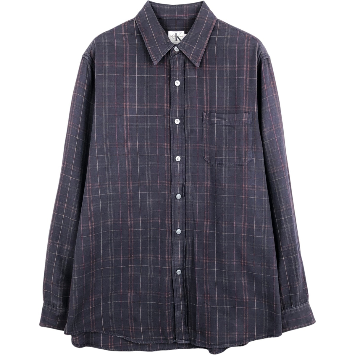 古着 90~00年代 カルバンクライン Calvin klein 長袖 コットンチェックシャツ メンズM相当 ヴィンテージ/eaa625142