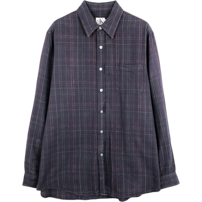 古着 90~00年代 カルバンクライン Calvin klein 長袖 コットンチェックシャツ メンズM相当 ヴィンテージ/eaa625142