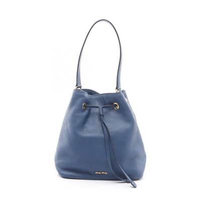 ミュウ ミュウ Miu Miu ドローストリング ショルダーバッグ バッグ レザー レディース ブルー系 【中古】