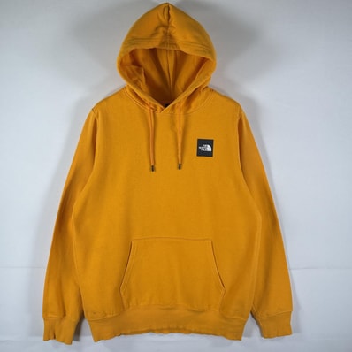 古着 ザ・ノースフェイス THE NORTH FACE パーカー スウェット フーディ プルオーバー アウトドア ビッグロゴプリント L イエロー メンズ