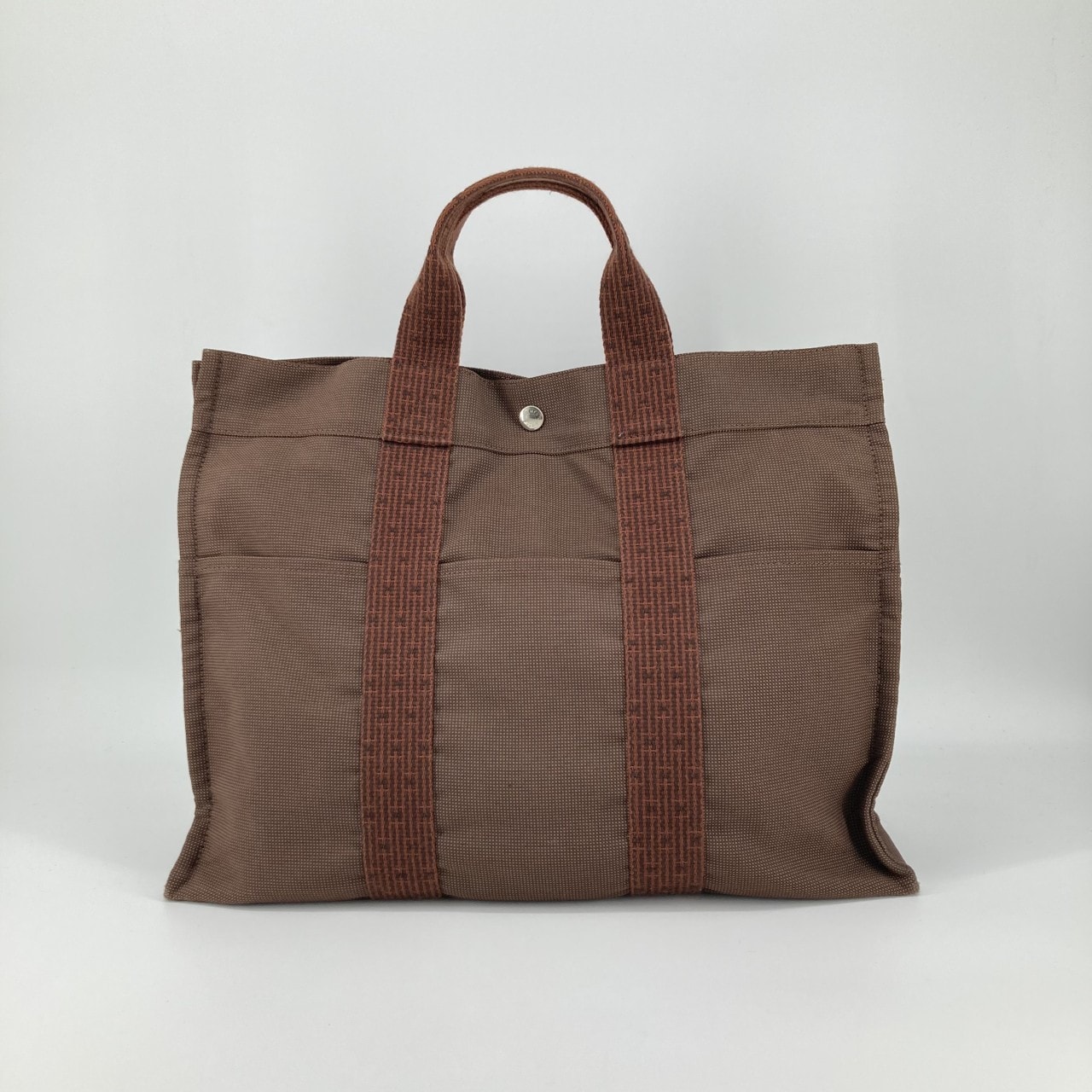 HERMES(エルメス) エールラインMM ナイロンキャンバス トートバッグ ブラウン