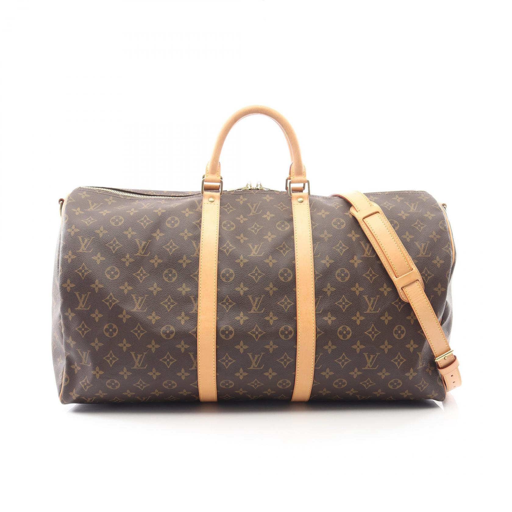 ルイ・ヴィトン LOUIS VUITTON キーポル バンドリエール55 モノグラム 2WAY ボストンバッグ バッグ PVCコーティングキャンバス レザー メンズ レディース ブラウン系 M41414 【中古】
