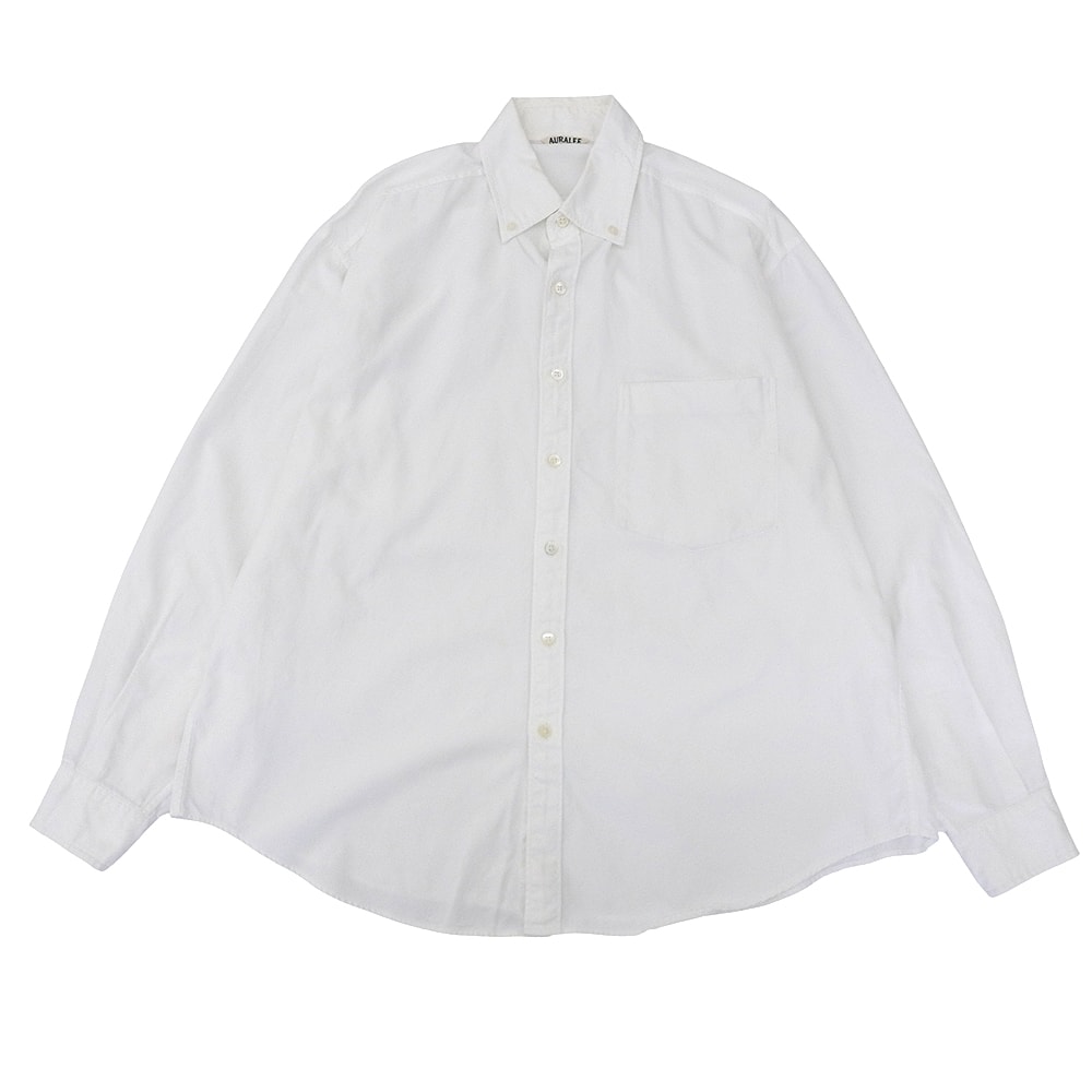 オーラリー 日本製 ボタンダウンシャツ フィンクスシャトル オックスフォード トップス メンズ 白 ホワイト 4 A8AS01SO 40