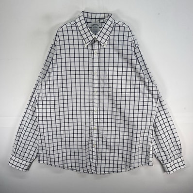 古着 ブルックスブラザーズ Brooks Brothers 長袖シャツ ボタンダウン 胸ポケ L ネイビー系 チェック メンズ
