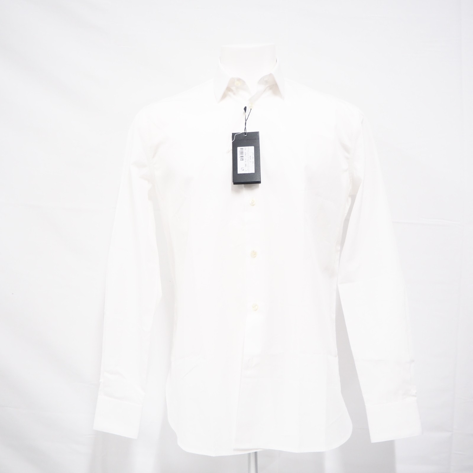 未使用 SAINT LAURENT サンローラン コットン ユニフォーム プレーン シャツ S 638427 長袖シャツ ホワイト コットン メンズ