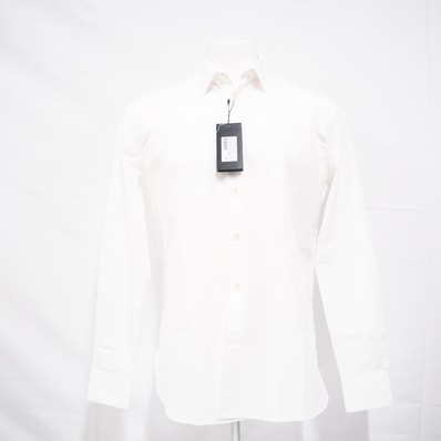 未使用 SAINT LAURENT サンローラン コットン ユニフォーム プレーン シャツ S 638427 長袖シャツ ホワイト コットン メンズ