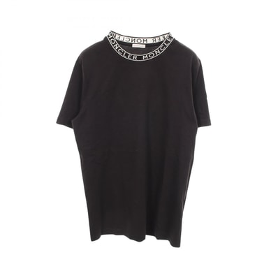 モンクレール MONCLER ネックロゴ 半袖Tシャツ 衣料品 トップス コットン メンズ ブラック系 【中古】