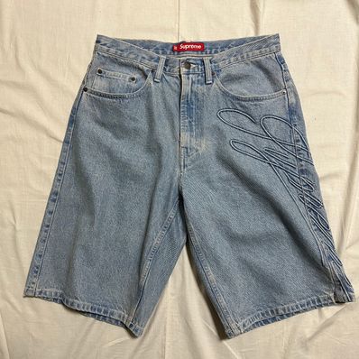 Supreme Script Baggy Denim Short "Washed Indigo"