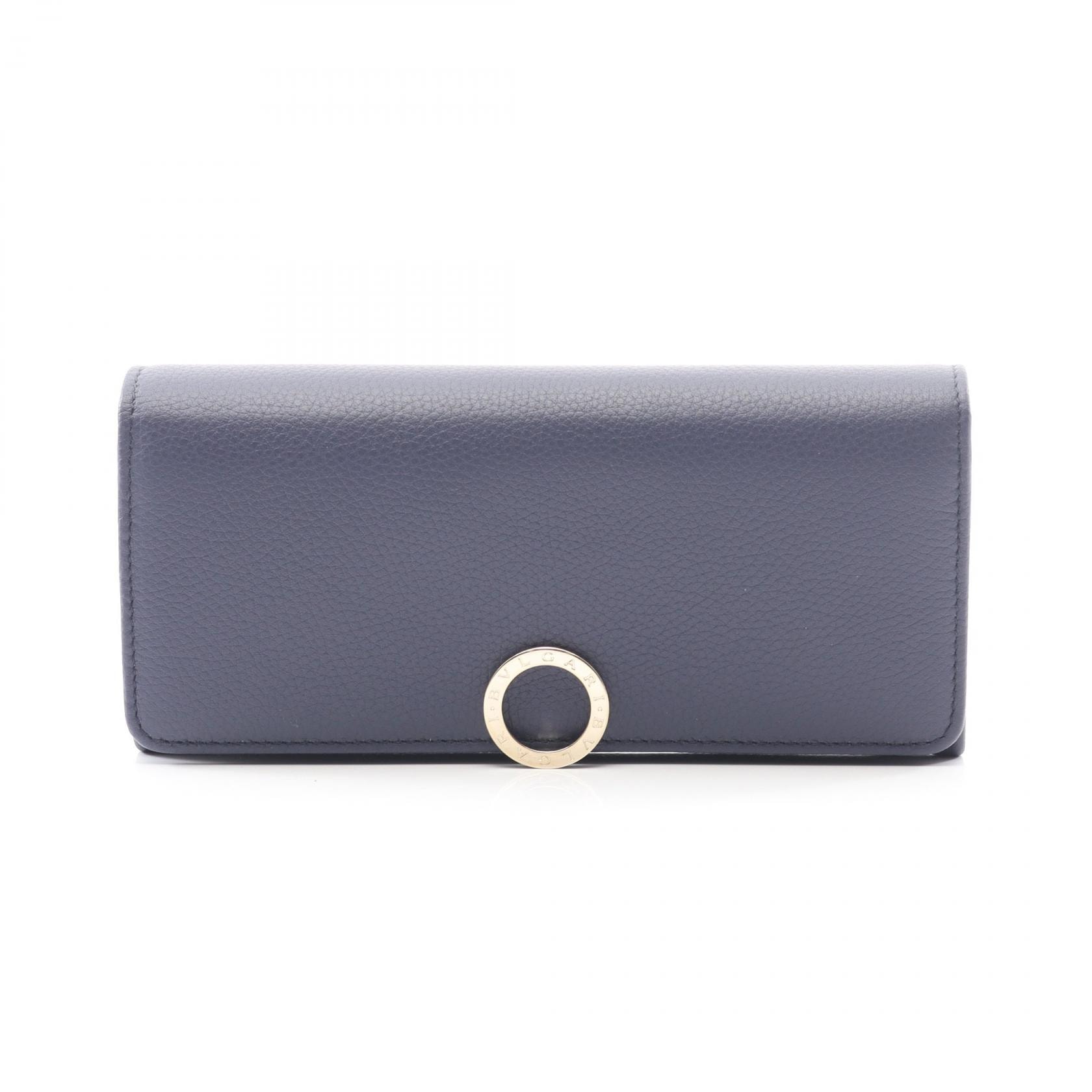 ブルガリ BVLGARI ラージウォレット 二つ折り長財布 財布 レザー レディース ネイビー系 292965 【新品】