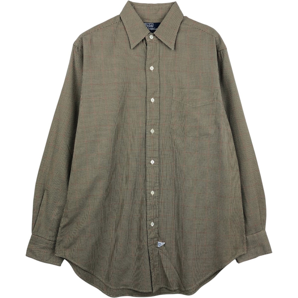 古着 ラルフローレン Ralph Lauren POLO by Ralph Lauren 千鳥格子柄 長袖 コットンチェックシャツ メンズM相当/eaa661302