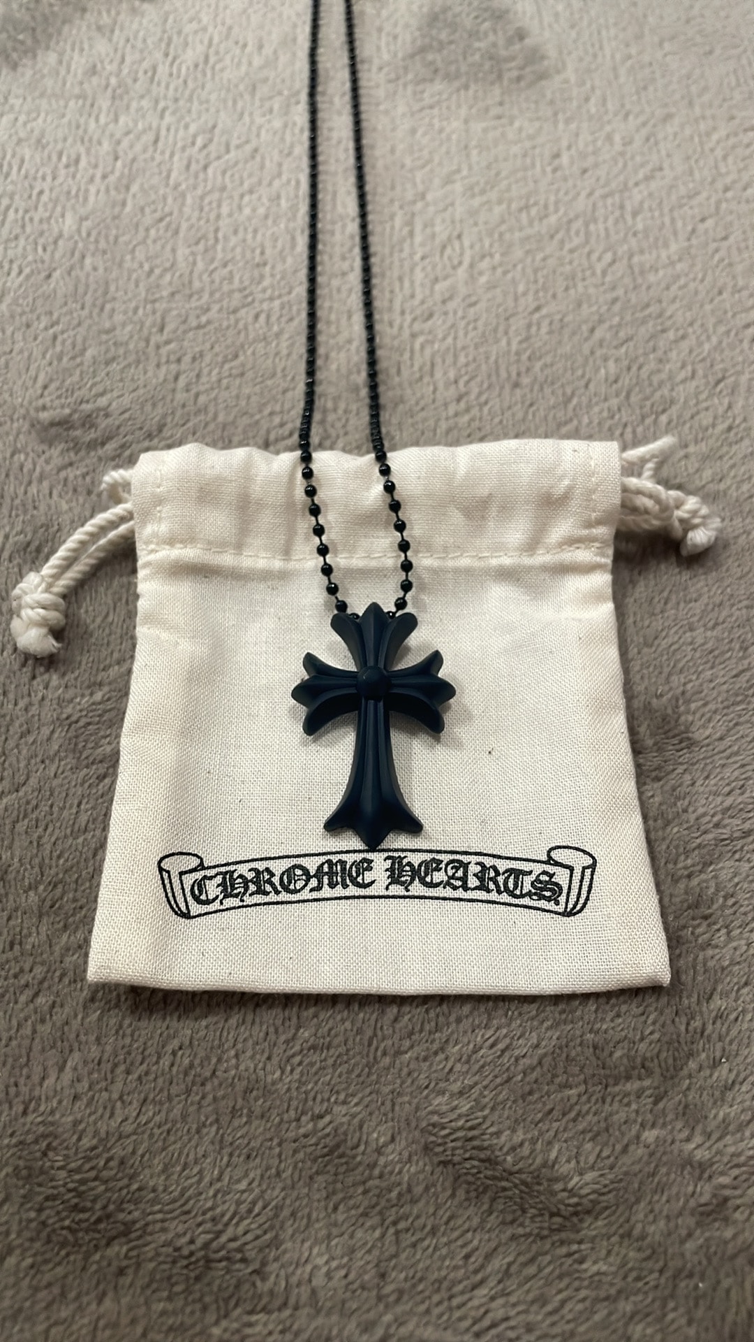 Chrome Hearts Rubber Small CH Cross Silicon Necklace "Black"