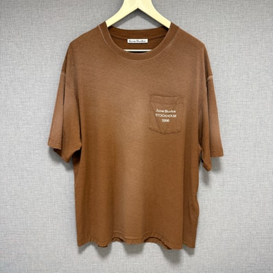Acne Studios Stockholm 1996 ロゴ Tシャツ ブラウン ダメージ加工