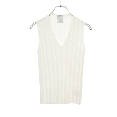 シャネル CHANEL ココマーク ノースリーブ ニット 衣料品 トップス コットン レディース ホワイト系 P25432V01807 【中古】