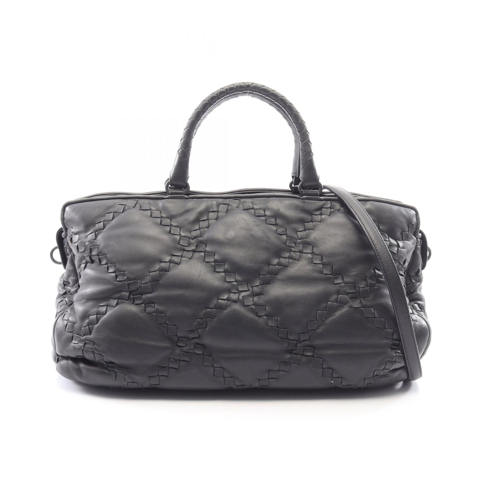 ボッテガヴェネタ BOTTEGA VENETA イントレチャート 2WAY ボストンバッグ バッグ レザー レディース ブラック系 【中古】