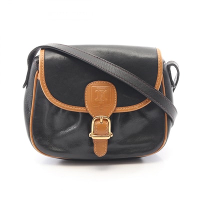 セリーヌ CELINE マカダム ショルダーバッグ バッグ レザー レディース ブラック系 / ブラウン系 【中古】
