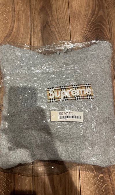 Supreme / Burberry Box Logo Hooded Sweatshirt "Heather Grey"