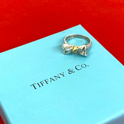 TIFFANY&Co. ティファニー リボン リング シルバー925 K18イエローゴールド リング・指輪 9号 シルバー
77140