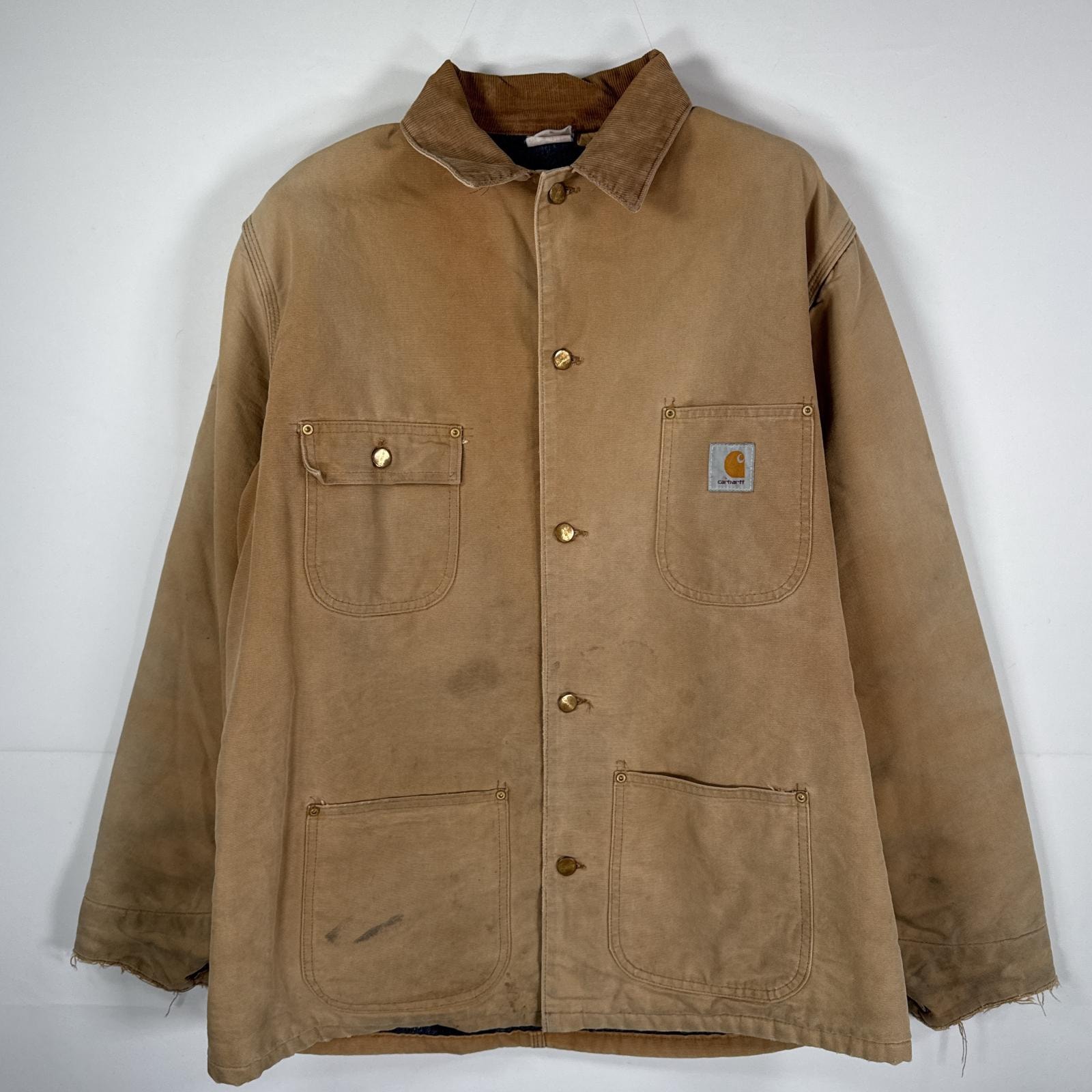 古着 90's/90年代 カーハート Carhartt ダック カバーオール ブランケットライナー ジャケット  ベージュ メンズ