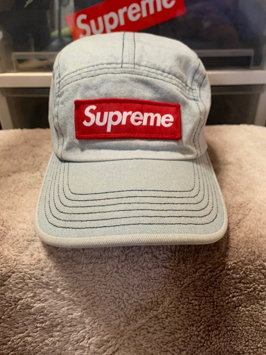 Supreme Washed Chino Twill Camp Cap "Denim"(21FW)