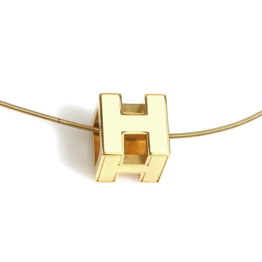 エルメス HERMES ネックレス Hキューブ カージュドアッシュ メタル/エナメル ゴールド/オフホワイト レディース【中古】 e62276a