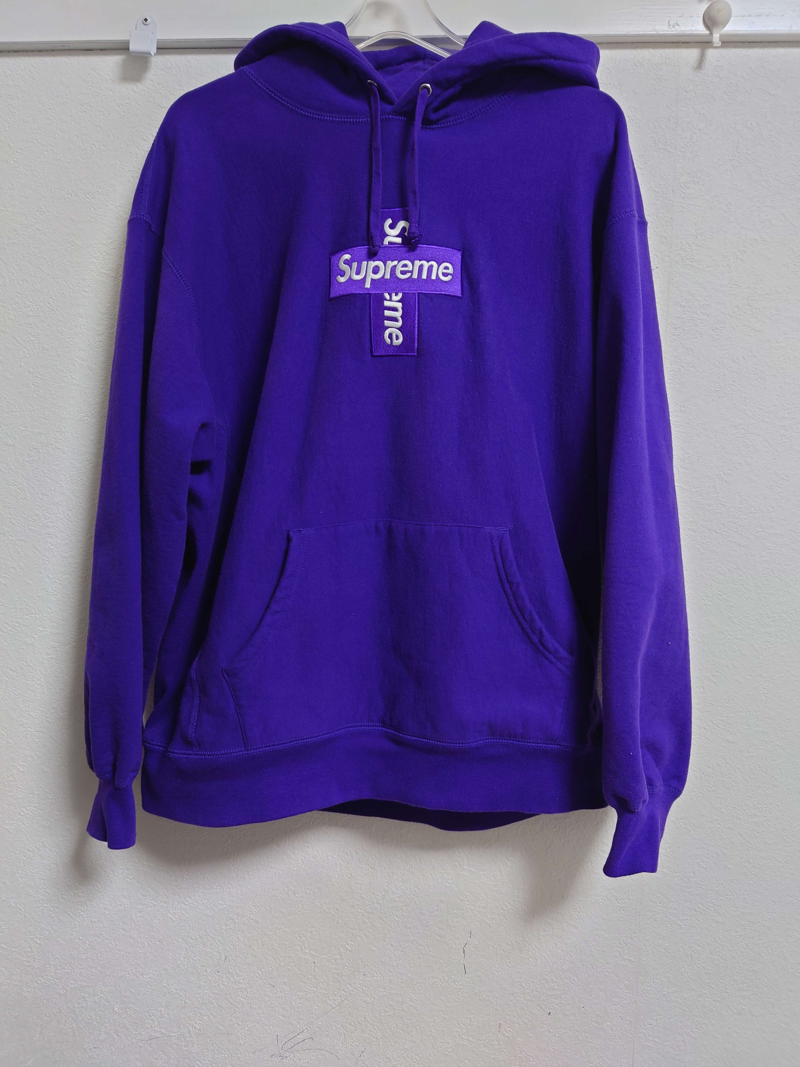 Supreme Cross Box Logo Hooded Sweatshirt "Purple"