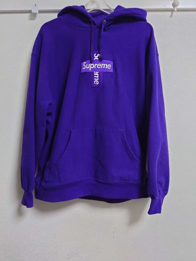 Supreme Cross Box Logo Hooded Sweatshirt "Purple"
