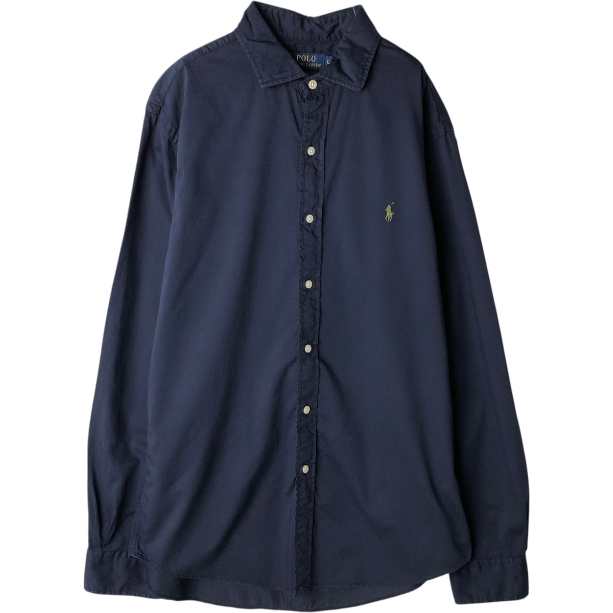 古着 ラルフローレン Ralph Lauren POLO RALPH LAUREN SLIM FIT ワイドカラー 長袖 コットンシャツ メンズL相当/eaa632549