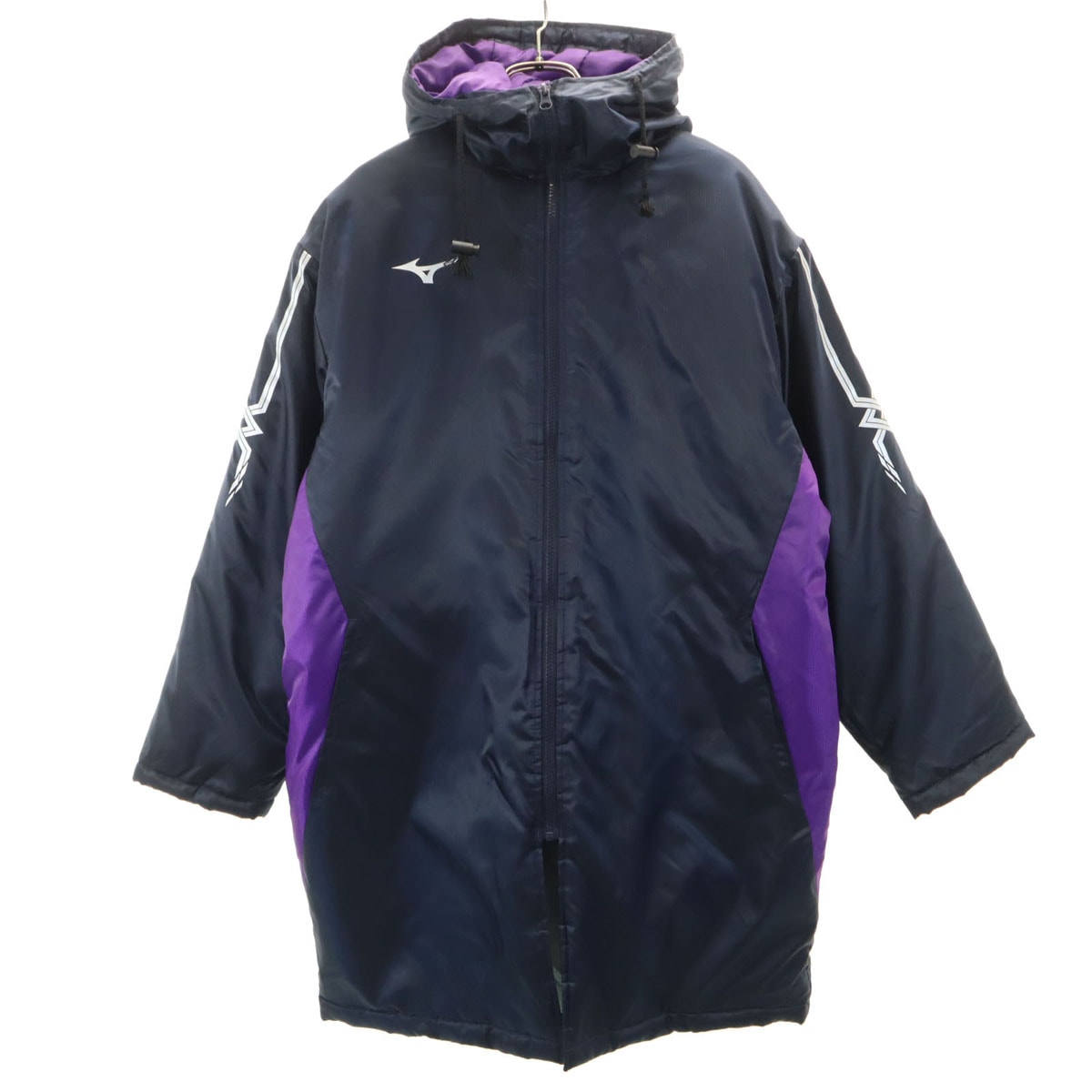 美品 Mizuno ミズノ 読売新聞 ベンチコート M ネイビー 中綿