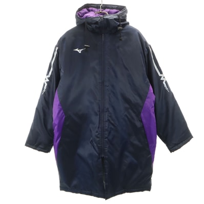 美品 Mizuno ミズノ 読売新聞 ベンチコート M ネイビー 中綿