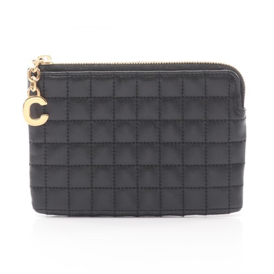 セリーヌ CELINE Coin&Card Pouch Cチャーム コインケース 財布 レザー レディース ブラック系 10B823BFL.38NO 【中古】