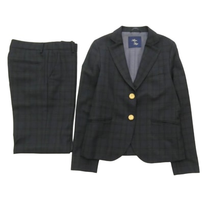 Adam et Rope' アダムエロペ セットアップ ブラックウォッチ 2B ジャケット パンツ セットアップ ダークグレー系 ダークネイビー系 36【中古】