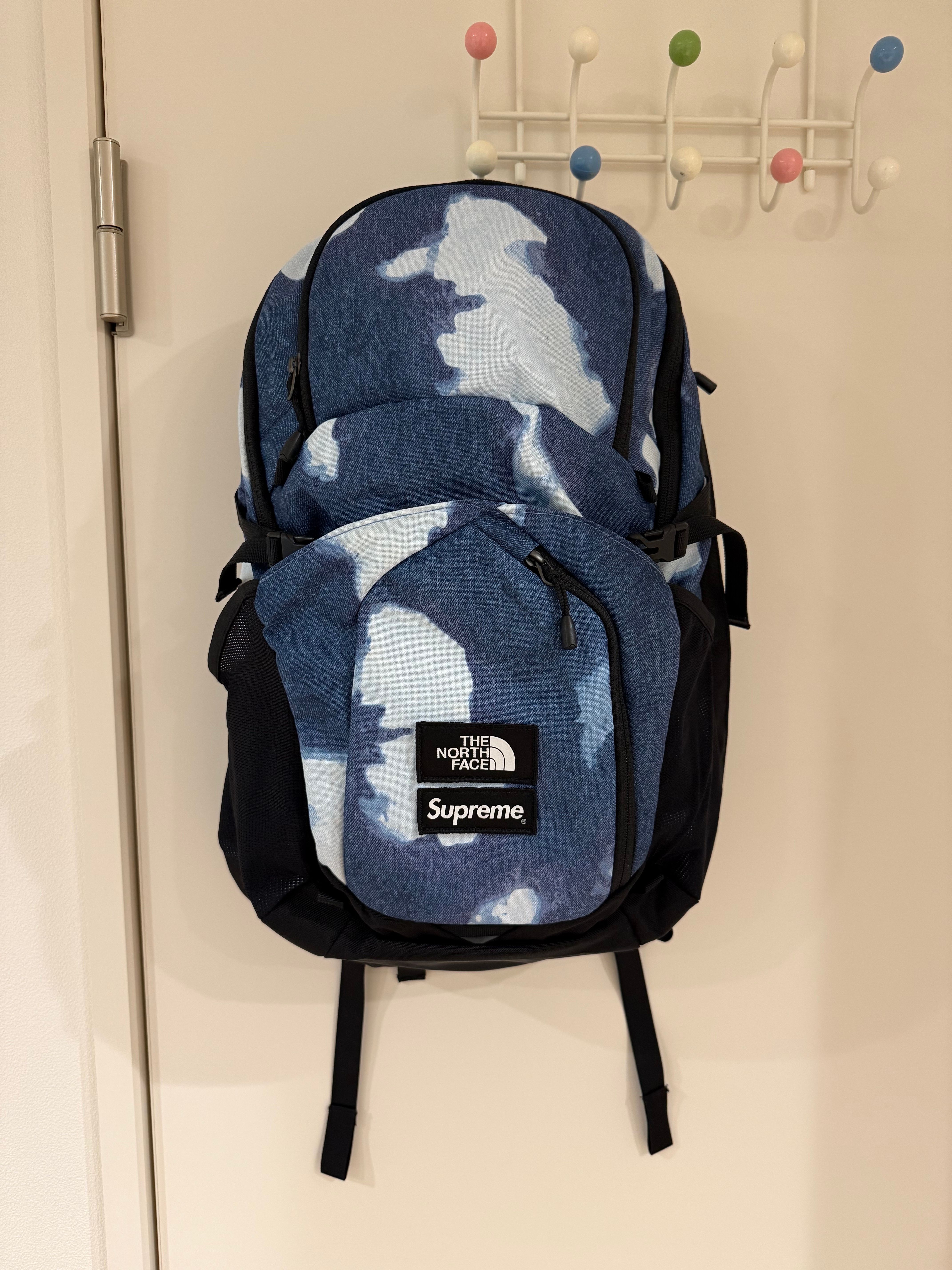 Supreme x The North Face Bleached Denim Print Pocono Backpack "Indigo"