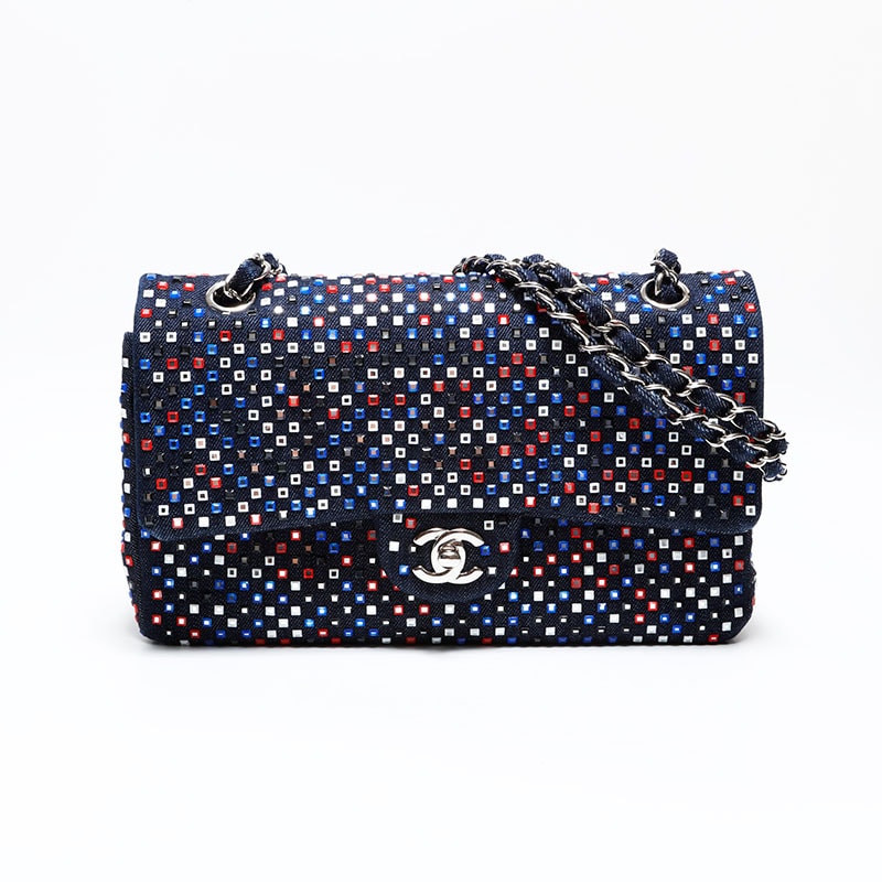 シャネル CHANEL 22番台 2016-2017 クリスタル フラップ デニム ショルダーバッグ【中古】