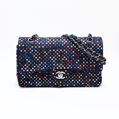 シャネル CHANEL 22番台 2016-2017 クリスタル フラップ デニム ショルダーバッグ【中古】