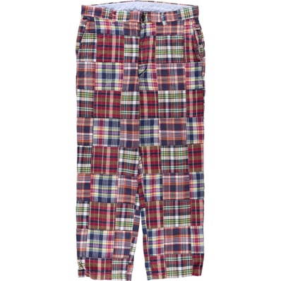 古着 ブルックスブラザーズ Brooks Brothers 346 チェック柄 パッチワーク コットン スラックスパンツ メンズw34相当/eaa673583